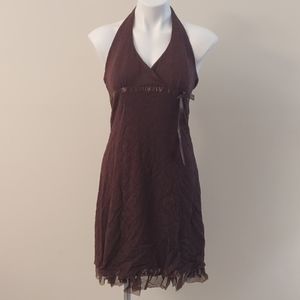 Brown lace halter dress